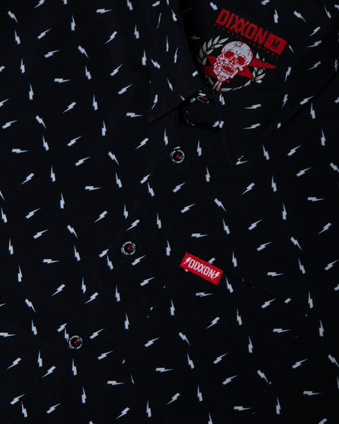 BOLT BLACK/WHITE PARTY SHIRT SHORT SLEEVE BUTTON UP  - MENS